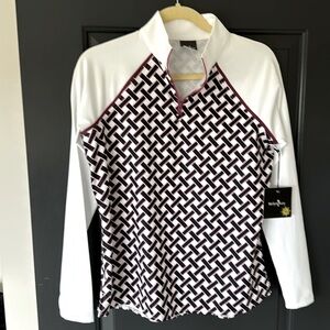 NWT Belyn Key Piped Shade Raglan Long‎ Sleeve Golf Top Trellis Size Small
